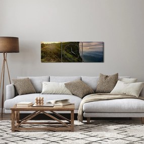 Obraz kobiet na klifie (z zegarem) (90x30 cm)