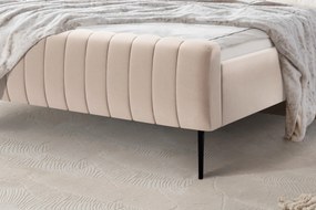 Łóżko sypialniane Nicole 160x200 - beżowy welwet Velluto 2 / nogi czarne