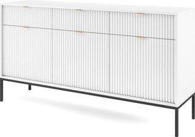 Komoda: 3 szuflady, 3 drzwi, biała, czarna, 154 x 83 x 39 cm, złote uchwyty