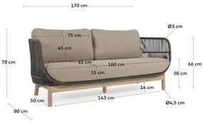 Sofa ogrodowa w kolorze khaki Kave Home Catalina