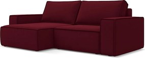 Narożnik lewostronny z funkcją spania - z tkaniny welwetowej - burgundowy - KIMO