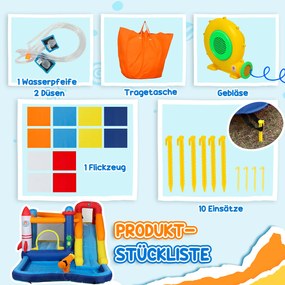 AIYAPLAY 5 w 1 Dmuchany zamek z wodną zjeżdżalnią, basenem, strzelanie wodne, szybko dmuchany, 360 x 250 x 195 cm, Kolorowy