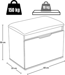 Szafka na buty z siedziskiem i schowkiem VIRA, 60 x 50 x 35 cm