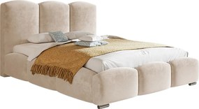 Łóżko dwuosobowe 180x200 Roma z pojemnikiem - łóżko tapicerowane, stelaż metalowy, welur - beżowy (Amor Velvet 4304)