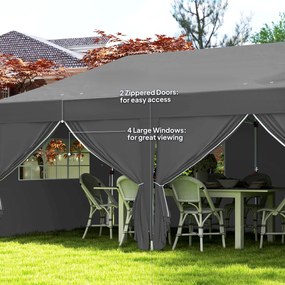 Outsunny Pawilon ok. 6x3m Stabilny Zimoodporny Pop-up Składany Pawilon z Oknami, Drzwiami na Zamek, Ściankami, Ochroną UV | Aosom PL