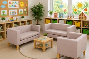 Sofa Monaco : Kolor nogi - Drewno, Kolor tkaniny - EKO-SKÓRA - 11D, Typ tkaniny - Eko-skóra , Wysokość nogi - 20 cm