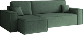 Narożnik BEST L z funkcją spania i pojemnikiem, tkanina Neve, Zielony, Lewy