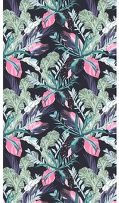 Zestaw plażowy NIGHT BLOSSOM – ręcznik plażowy 100×180 cm i ponczo 80×145 cm, czarny