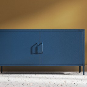 Szafka RTV metalowa na nóżkach granatowa Modern ROSA, 1150 x 595 x 400 mm