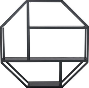 Czarny regał ścienny z półkami Seaford Octagon