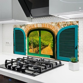 Szkło nad Blatem Widok Przez Okno Na Pola