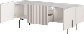 Szafka RTV Malmi 150 cm - kaszmir / crema bianca / czarne nóżki