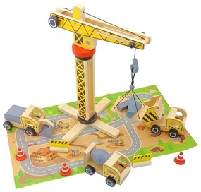 Woopie green drewniany plac budowy 5w1 ruchomy dźwig xxl pojazdy budowlane 13 el. fsc