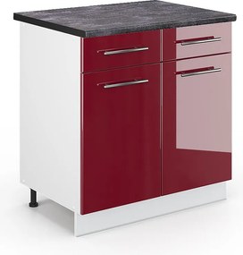 Szafka dolna do kuchni bordowa czerwień wysoki połysk 80x60x82 fame-line