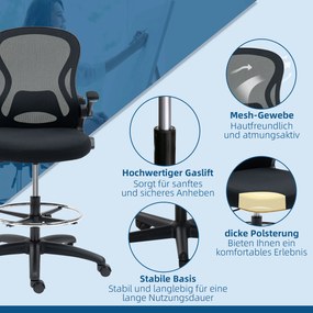 Vinsetto Krzesło do rysowania ergonomiczne czarne regulowana wysokość wygodne siedzisko | Aosom PL