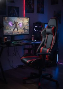 Czarno Czerwony Fotel Gamingowy Dąb G6-C98