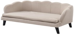 Kanapa dla zwierząt welurowa z drewnianymi nogami - Beżowy - szer. 97 x gł. 59 x wys. 35 cm - PARUPA