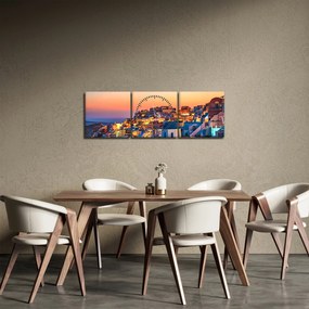 Obraz - Santorini o zmierzchu (z zegarem) (90x30 cm)