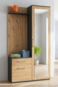 Garderoba Do Przedpokoju Antracyt + Dąb Artisan W7-F18