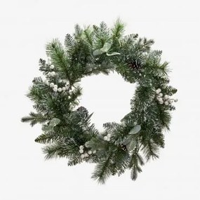 Dekoracyjny Wieniec Świąteczny Ø60 Cm Z Szyszkami I Lampkami Bhumi Zielona Trawa - Sklum