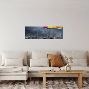 Obraz - Parasole (z zegarem) (90x30 cm)