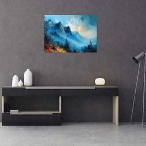 Obraz - Malowanie gór (70x50 cm)