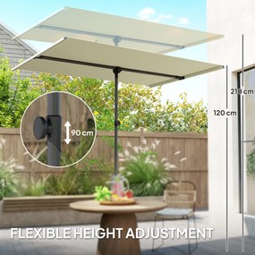 Outsunny Parasol Ogrodowy Obracający się o 180 Stopni z Ruchomym Masztem Aluminiowym 150x205cm Beżowy