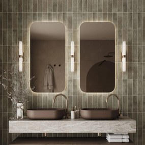 Lustro prostokątne bez ramy oszlifowane obracalne z podświetleniem LED ROUND | Różne rozmiary | Różne kolory szkła : Kolor tafli szkła - Brąz, Rozmiar - 90 x 180 cm