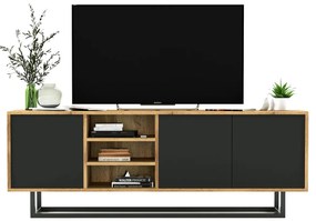 Szafka loftowa rtv dąb wotan czarny + E6-D90