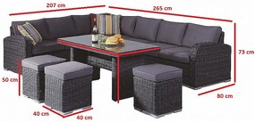 Zestaw rattanowy NAOMI antracyt (poduszki GRATIS)