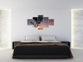 Obraz - Drzewo i czerwonawe odcienie (125x70 cm)