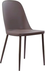 Zestaw 4 nowoczesnych krzeseł „Paola” z brązowego polipropylenu z malowanymi metalowymi nogami