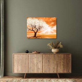 Obraz na szkle - pomarańczowy obraz drzewa (70x50 cm)