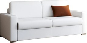 Kanapa 4-osobowa z ekspresowym mechanizmem rozkładania z ekoskóry CALITO - Biały - Wymiary miejsca do spania: 160 cm - Materac 16 cm - mémoire de forme