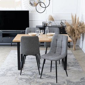Krzesło Tapicerowane do Jadalni PERU 2 Szare Nowoczesne Loft