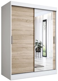 Szafa przesuwna biel + dąb sonoma 150 cm - Massi 4X