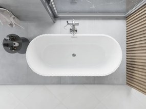 Mexen Yara wanna wolnostojąca ryflowana 170 x 75 cm, biała, przelew chrom - 52861707500-01