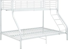 Metalowe łóżko piętrowe białe 140x200/90x200 cm z barierką i bezpieczną drabinką, nowoczesny design