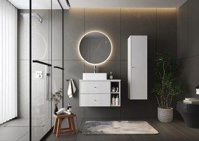 Biały Zestaw do Łazienki 80cm Szafka Regał Blat Marco