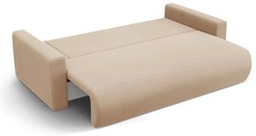 Jasnobrązowa aksamitna rozkładana sofa ze schowkiem 238 cm Belfast – Cosmopolitan Design