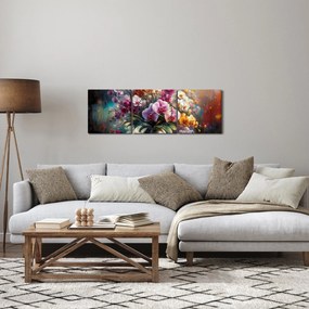Obraz - Wazon z kwiatami II. (z zegarem) (90x30 cm)