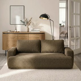 Sofa z Funkcją Spania CAMELIA Brązowa Boucle Japandi