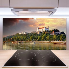 Szkło Ozdobne do Kuchni Panorama Miasta Nad Jeziorem