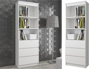 Regał AKORD R60 Biały 60 cm 3 szuflady kolor Biały mat 3 półki 60x35x180 cm