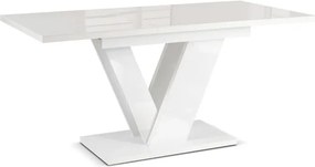 Stół Prostokątny Rozkładany CLARK 120-160 cm Biały Połysk Glamour
