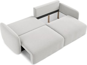 Jasnoszara aksamitna rozkładana/ze schowkiem sofa 238 cm Kalena – Makamii