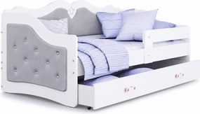 Łóżko tapicerowane Corsi z szufladą 160x80 / 180x80 – białe, szare, pudrowy róż