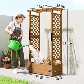 Outsunny Podwyższone grządko z kratownicą i daszkiem, do kwiatów, owoców, warzyw, ziół, 110 x 44 x 181 cm, drewno, pomarańczowy | Aosom PL