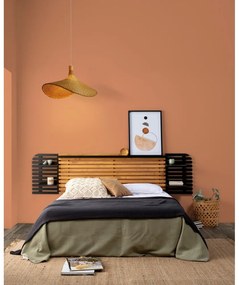 Czarny zagłówek z drewna sosnowego 240x62 cm Dimas – Marckeric