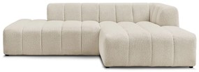 Beżowy narożnik z materiału bouclé (prawostronny/z szezlongiem) Annecy – Bobochic Paris